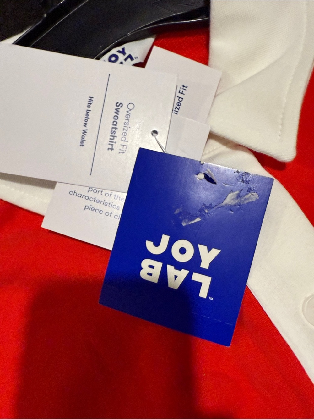 JoyLab Red Crewneck Sweatshirt with White Polo Collar - Picture 10 of 11